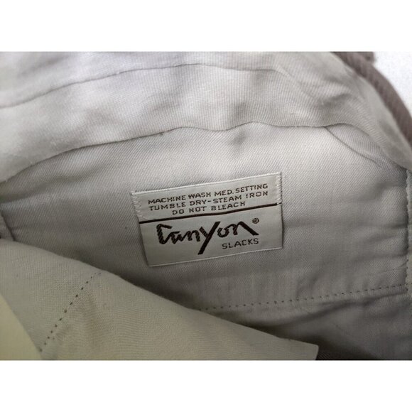VINTAGE 70s/80s MEN'S TAUPE BROWN SLACKS PANTS - CANYON - SIZE 38X35 - Picture 13 of 16